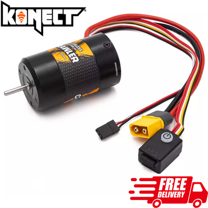 Konect Fusion Brushless Crawler System 1200kv 1/10 Motor ESC with wires and connectors for radio control parts in rc cars, featuring a compact and durable design.