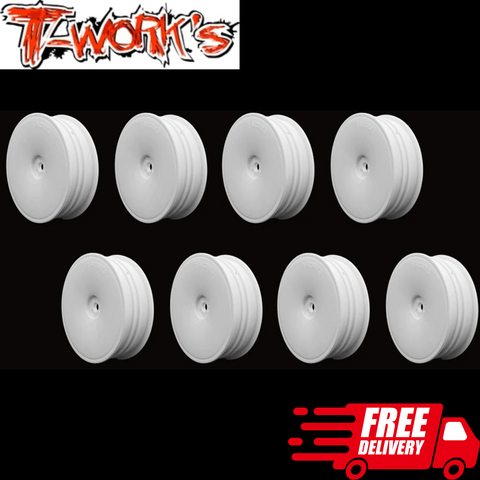 T-work's Narrow 1/10 Buggy Front Wheels B6.4 B7 RB7 YZ2 XB2 12mm (8) White