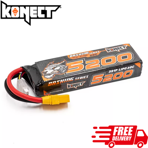 Konect Lipo 5200mah 11.1V 60C 3S XT90 Bashing Battery