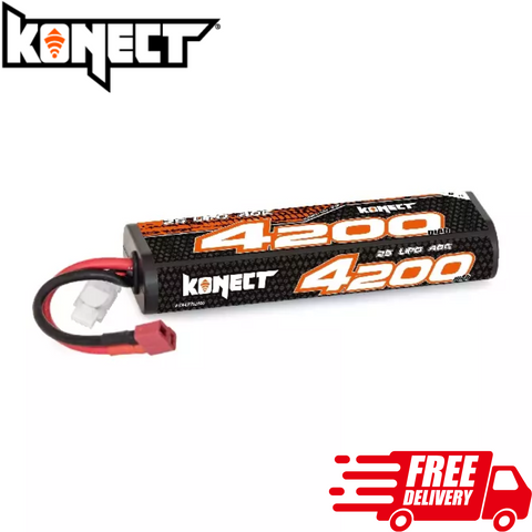Konect Lipo 4200mah 7.7V 40C 2S Deans Round Case Battery