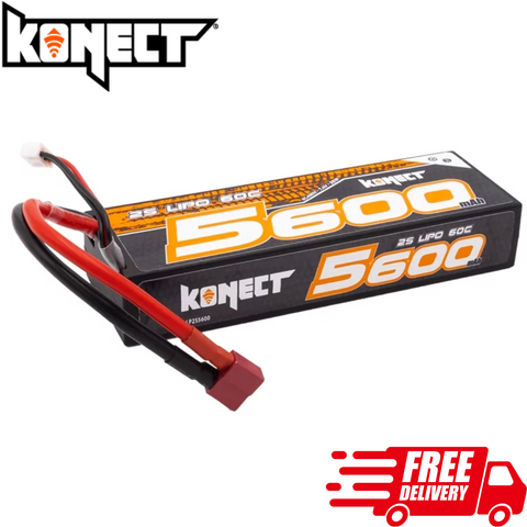 Konect Lipo 5600mah 7.4V 60C 2S Slim Pack Lo-Pro